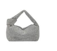 Diamante Bag Knot Handle Glitter Diamond Dinner Bag Rhinestone Bling Women Evening Bag Sparkle Crystal Wedding Top-Handle Bag(Silver)
