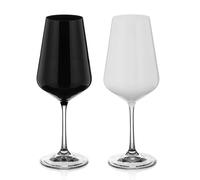 Diamante Black and White Painted Wine Glasses - Set of 2 - Made From Premium Lead Free Crystal Glass