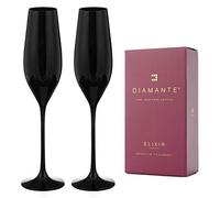 DIAMANTE Black Crystal Glasses - 'Ghost Black’ Collection (Champagne Flutes)
