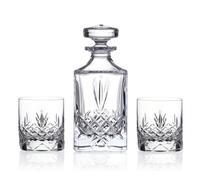 Diamante Buckingham Cut 3 Piece Crystal Whisky Set Packaged in a Luxurious Satin Lined Gift Box - Lead Free Crystal