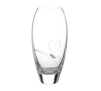 DIAMANTE Bud Vase - Small Hand Cut Crystal Vase with Swarovski Crystals and a Heart Design - 18cm gift packed (7 inch tall)
