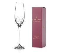 DIAMANTE Champagne Flutes Crystal Prosecco Glasses Hand Cut and Embellished Crystals- ‘Lunar' Collection Cut Crystal - Single Glass in a Gift Box