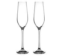 DIAMANTE Champagne Flutes Crystal Prosecco Glasses Pair - ‘Auris’ Collection Undecorated Crystal - Set of 2