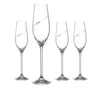 Diamante Champagne Flutes Prosecco Glasses - ‘Silhouette’ Set of 4