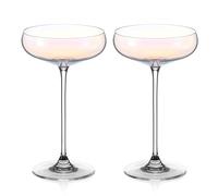 DIAMANTE Champagne Saucer Coupe Glasses - Iridescent Holographic Lustre Collection (Champagne Saucer) Cocktail Glass Set of Two in a Gift Box