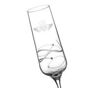 DIAMANTE "Claddagh Champagne Flute Prosecco Glass - Single Hand Cut Gift Flute with Claddagh Ring Symbol