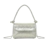 Diamante Clutch Purse, Evening Bag, Crystal Accents (Silver)