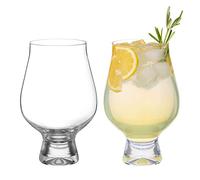 DIAMANTE Cocktail Glasses Gin Goblets - 'Auris' Crystal Gin and Tonic Glass | stemless Gin Glass | Stemless Cocktail Glass | Short stem Gin Glasses | Water Glasses - Set of 2