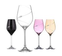Diamante Coloured Silhouette Wine Glasses Adorned with Swarovski Crystals - Set of 4