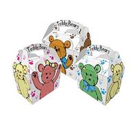 Diamante Crafts 10 Party Boxes -Themed Character Cardboard Lunch Food Loot Treat Box -26 Designs (10 - Teddy Bears Boxes (C))