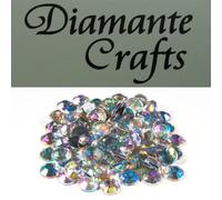 Diamante Crafts 100 x 9mm Clear Iridescent AB Diamante Loose Round Flat Back Rhinestone Craft Gems created exclusively