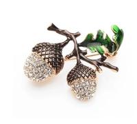 Diamante Crystal Acorn Brooch Pin in a Jewellery Gift Bag