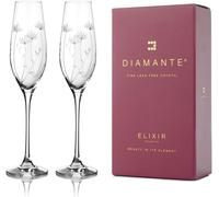 Diamante Crystal Champagne Flutes ‘Bloom’ Pair