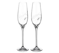 Diamante Crystal Flutes Glasses - Yours & Mine - Set of 2