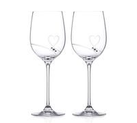 DIAMANTE Crystal Red Wine Glasses - 'Romance' - Hand Cut Heart Design Embellished with Swarovski Crystals with Gift Box