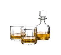 DIAMANTE Crystal Whisky Set | Combo Stackable 3 Piece Whisky Set with 1 Decanter and 2 Tumbler in a Gift Box