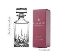 Diamante Dorchester Crystal Whisky Decanter - Slightly Imperfect - Made From Premium Lead Free Crystal Glass