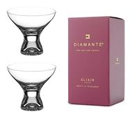 DIAMANTE Elixir Collection Crystal Cocktail Glasses, Lead-Free Glass, 330ml, Set of 2 with Gift Box