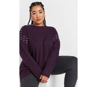 Yours Curve Diamante Embellished Knitted Jumper - Women's - Plus Size Curve Purple
