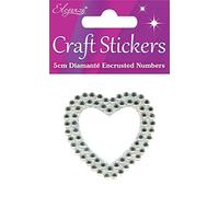 Diamante Encrusted Heart Craft Sticker. 5cm. Self Adhesive