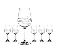 DIAMANTE Fantasy Hand Cut Red Wine Glasses - Set of 6 Crystal - 480ml Capacity - 23cm Height