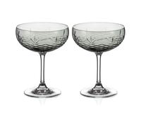 Diamante Gatsby Crystal Champagne Saucers - Charcoal - Set of 2