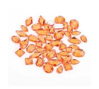 Diamante Gems 100pcs Mixed Shapes Rhinestones Glitter Crystal Acrylic Sew On Flatback Rhinestones Stone for DIY Clothes Sewing Beads(Orange)
