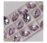 Diamante Gems Teardrop Sew-on Rhinestones Glass Crystal Stone Sewing Embroidery Clothes Accessories Stones for DIY Wedding Dress Decor(Violet,17x28mm 24Pcs)