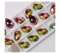 Diamante Gems Teardrop Sew-on Rhinestones Glass Crystal Stone Sewing Embroidery Clothes Accessories Stones for DIY Wedding Dress Decor(Crystal VM,17x28mm 6Pcs)