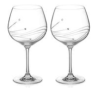 DIAMANTE Gin Glasses Copas 'Glasgow'- Hand Cut Design Pair of Crystal Glasses in Gift Packaging Set of 2