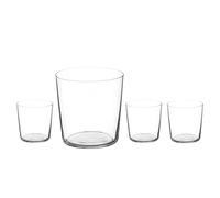 DIAMANTE Glass Crystal Tumbler Set - 'Slender Short' - Light & Thin-Walled Drinking Glasses - Ideal All Rounders, Iced Coffee, Cocktails, Water, Soft Drinks - Set of 4
