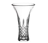 DIAMANTE hand cut 20.5cm Flared Vase - 24% Lead Crystal Vase with Blank Engraving Panel - Vase Prepared for Personalisation (Personalisation Not Included)