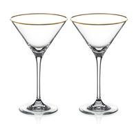 Diamante Hand Painted Gold Rim Crystal Martini Glasses - Set of 2