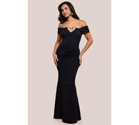 Diamante Heart Trim Evening Maxi Dress Goddiva Black 12