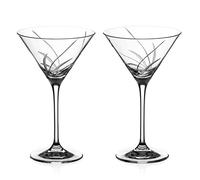 DIAMANTE Martini Cocktail Glasses Pair - 'Meadow' - Hand Cut Set of 2