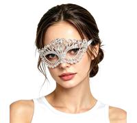 Diamante Masquerade Mask Women Silver Crystal Venetian Eye Mask Elegant Wedding Bridal Party Accessory