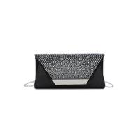 Diamante On The Flap Over Cover Glitter Clutch Bag JFY Black One Size