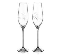DIAMANTE Pair of Crystal Champagne Flutes Prosecco Glasses Embellished with Swarovski Crystals- His & Hers - Set of 2 (Champagne Flutes 210ml) in giftbox