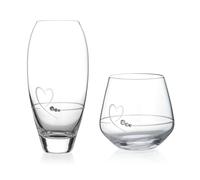 Diamante Petit Heart Gift Bundle - Vase & TeaLight Holder