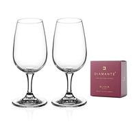 DIAMANTE Port and Wine Tasting Glasses - 'Auris' Collection Undecorated Crystal - Set of 2 Standardised Degustation Wine Tasting Glasses