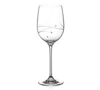 DIAMANTE Red Wine Glass Hand Cut and Embellished Crystals - ‘Moda Spiral' Collection Cut Crystal - Single Glass in Gift Box