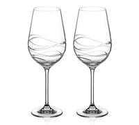 DIAMANTE Red Wine Glasses Pair - 'Aurora' Hand Cut Glasses - Set of 2