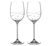 DIAMANTE Red Wine Glasses Pair Hand Cut and Embellished Crystals- ‘Moda Spiral' Collection Cut Crystal - Set of 2