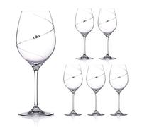 DIAMANTE Red Wine Glasses - 'Silhouette' Design Embellished with Sparkling Crystals - Set of 6