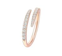 (Diamante Rose Gold) 925 Sterling Silver Gold Plated Crescent Moon Star CZ Adjustable Wrap Ring Band