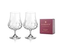 DIAMANTE Rum Glasses Pair - Hand Cut Crystal Snifter Sherry Port Glasses - 220ml - 'Classic' Collection - 2 Glasses in Gift Box
