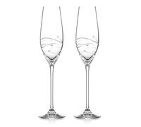 DIAMANTE Set of 2 Swarovski Champagne Flutes Prosecco Glasses Pair with ‘Spiral’ Hand Cut Design Embellished with Swarovski Crystals