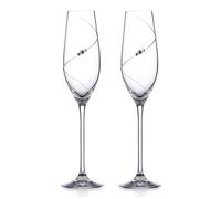 Diamante Silhouette Champagne Flutes Adorned with Swarovski® Crystals - Set of 2 - Made From Premium Lead Free Crystal Glass