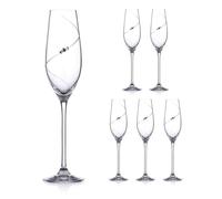 Diamante Silhouette Champagne Flutes Adorned with Swarovski® Crystals - Set of 6 - Made From Premium Lead Free Crystal Glass