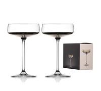 DIAMANTE Silver Crystal Champagne Cocktail Saucers/Coupes Pair - ‘Bellagio Silver’ - Set of 2 - Painted with Real Platinum